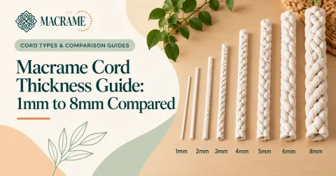 comparison of different thicknesses of macrame cord from 1mm to 8mm