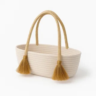 Rope Tote Basket Bag Golden Handle